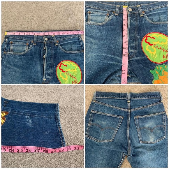 70s 1970s Selvedge Redline Original Patchwork Levi’s 501 Custom Denim Jeans - Picture 8 of 8